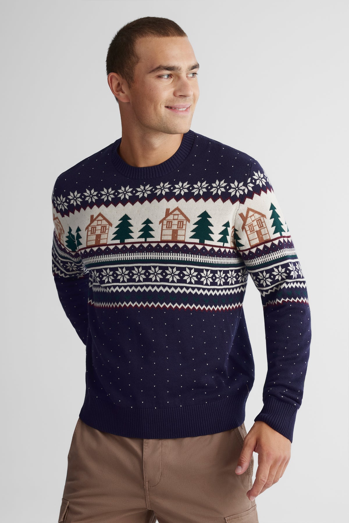 Chandail en tricot imprimé - Homme && BLEU MULTI