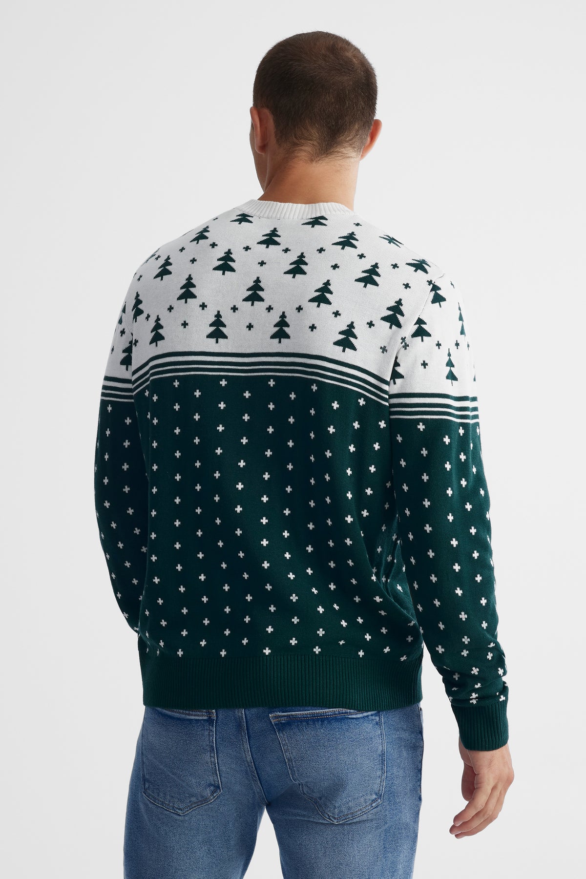 Chandail en tricot imprimé - Homme && VERT/MULTI