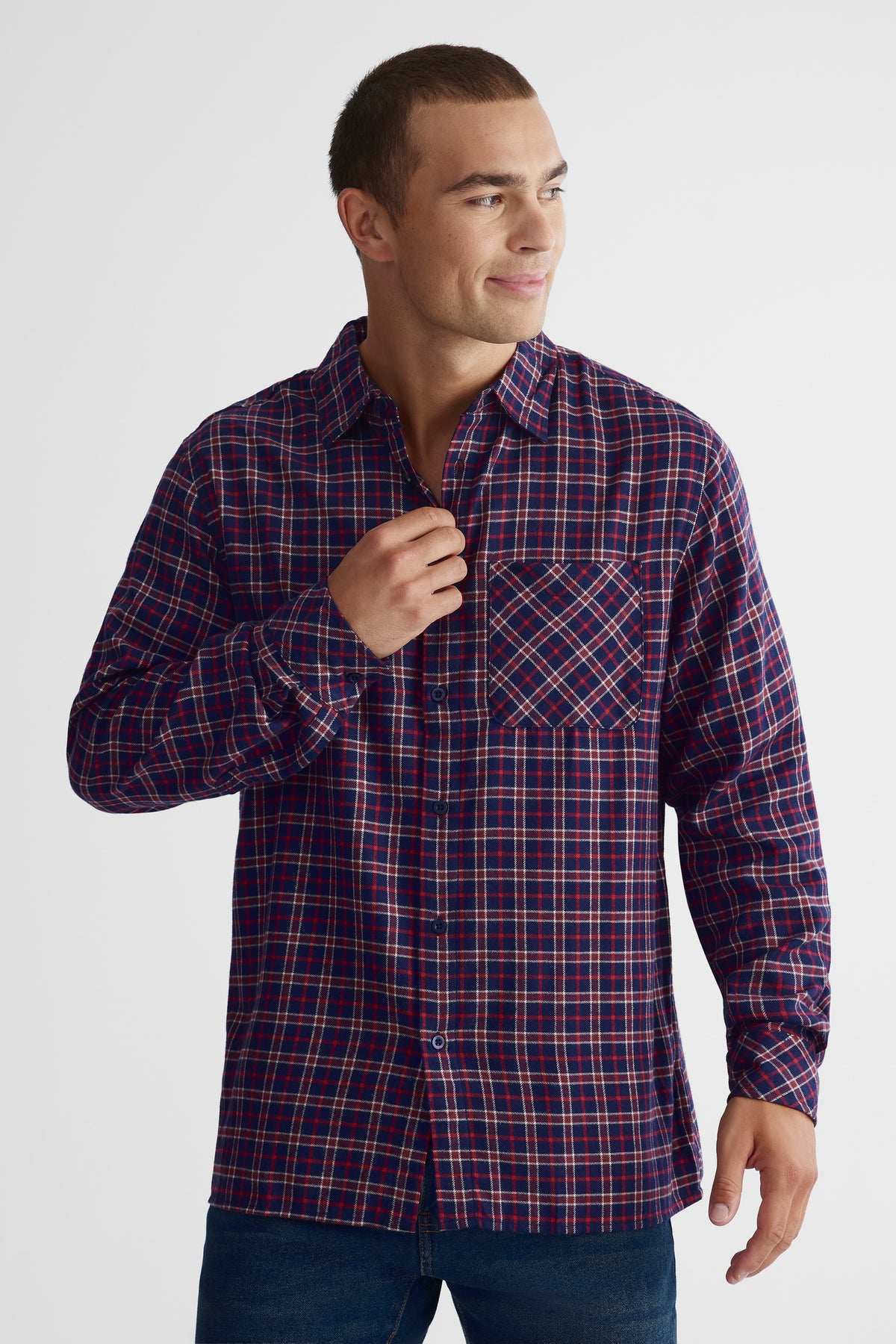 Chemise à manches longues - Homme && BLEU MULTI