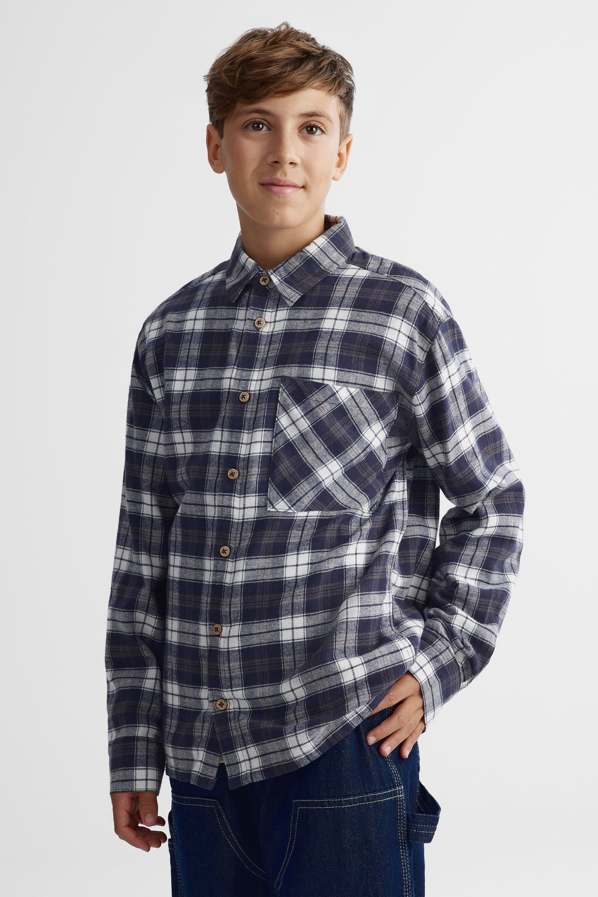 Chemise à manches longues - Ado garçon && BLEU MULTI