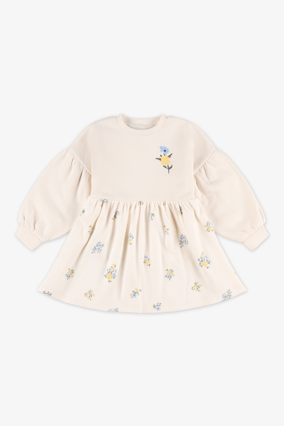 Robe côtelée - Bébé fille && BLANC CASSÉ