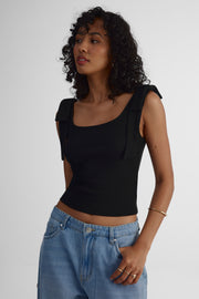 Camisole côtelée - Femme && NOIR