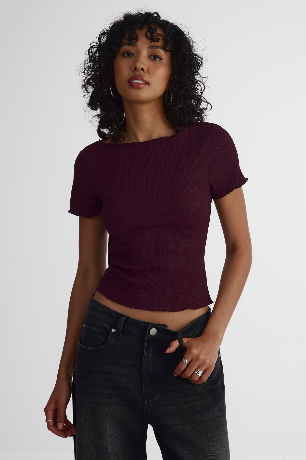T-shirt extensible - Femme && BOURGOGNE