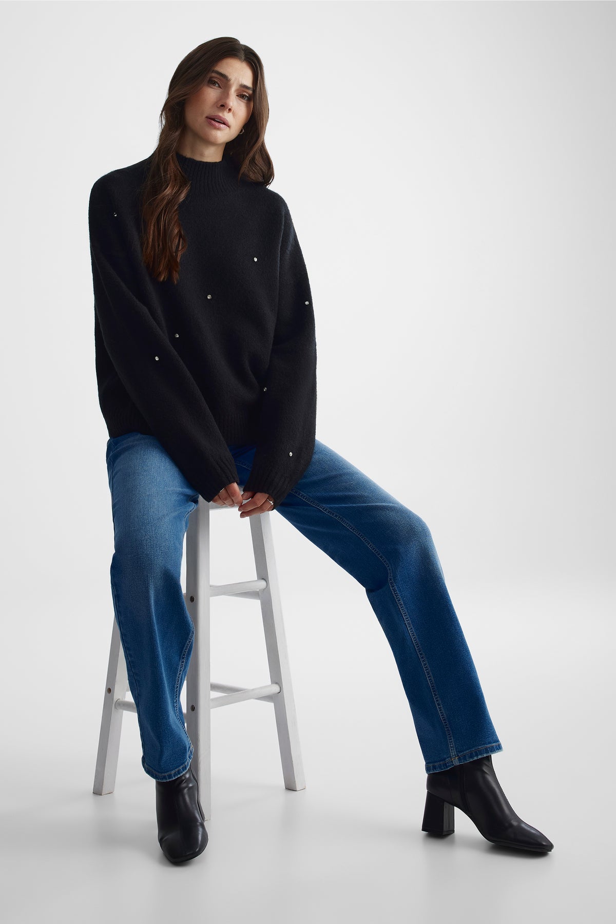Chandail en tricot extensible - Femme && NOIR