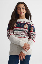 Chandail en tricot imprimé - Ado fille && BEIGE/MULTI