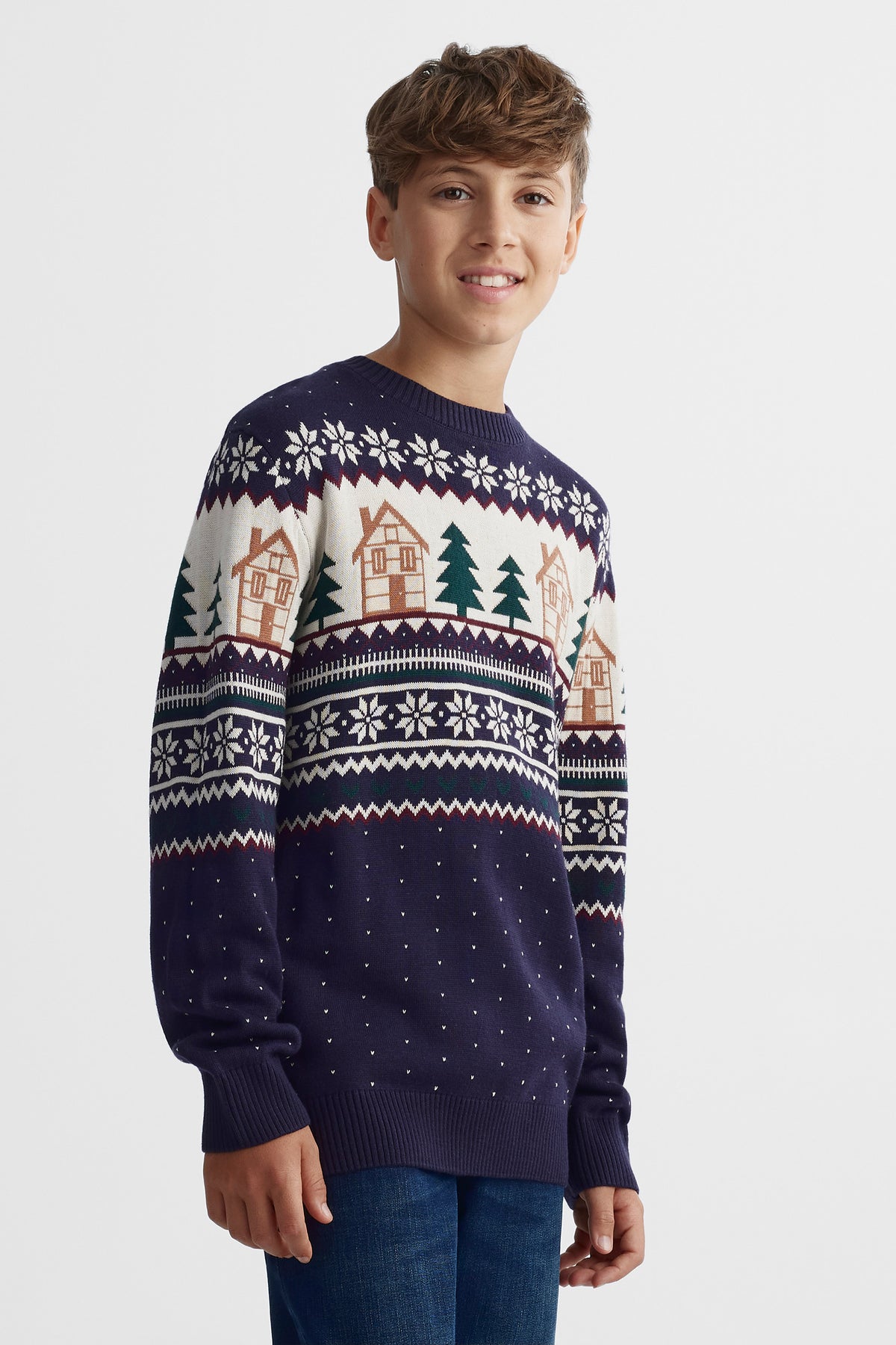 Chandail en tricot imprimé - Ado garçon && BLEU MULTI