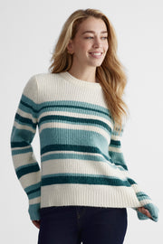 Chandail en tricot extensible - Femme && AQUA/MULTI