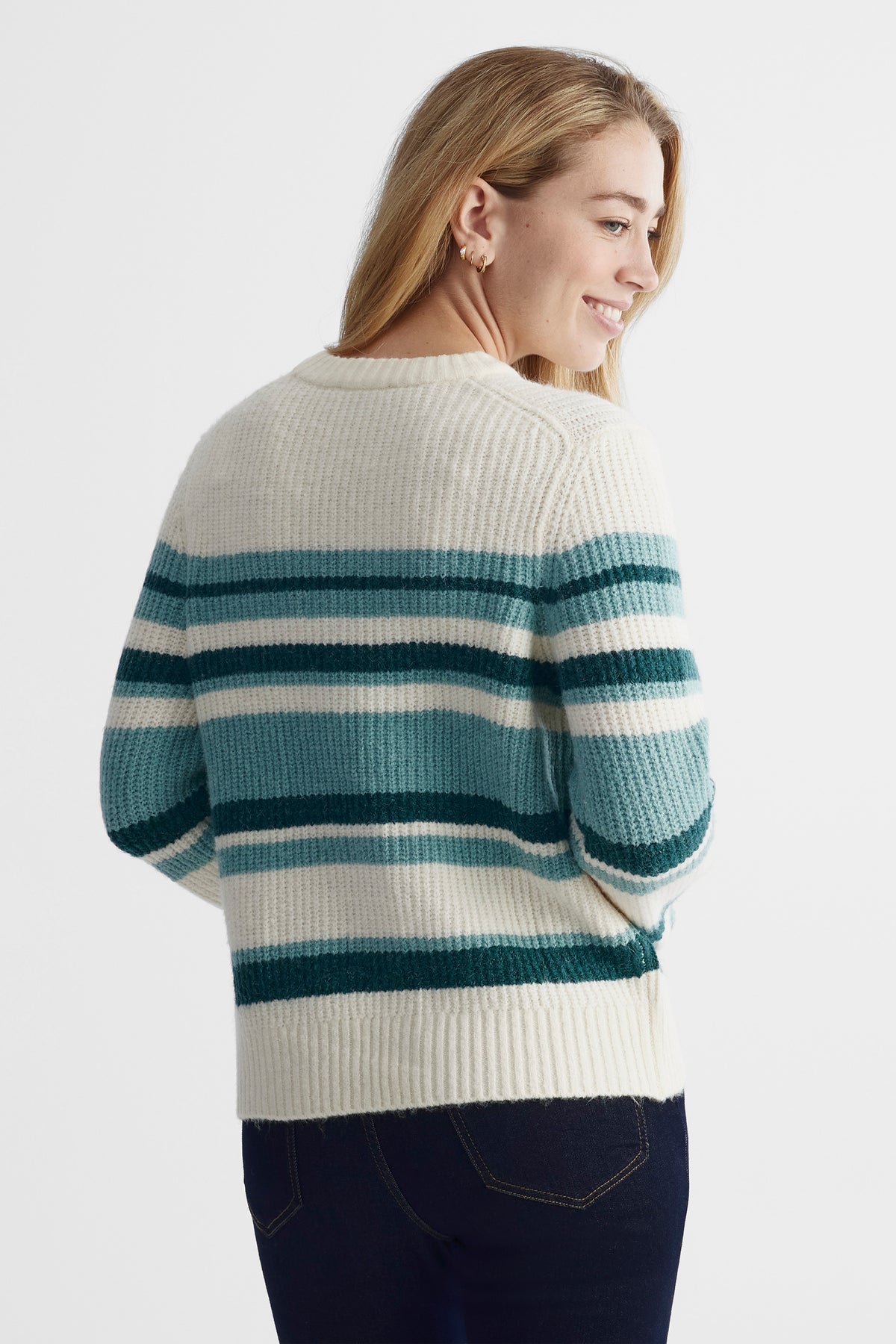 Chandail en tricot extensible - Femme && AQUA/MULTI