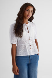 Blouse à manches courtes - Femme && BLANC