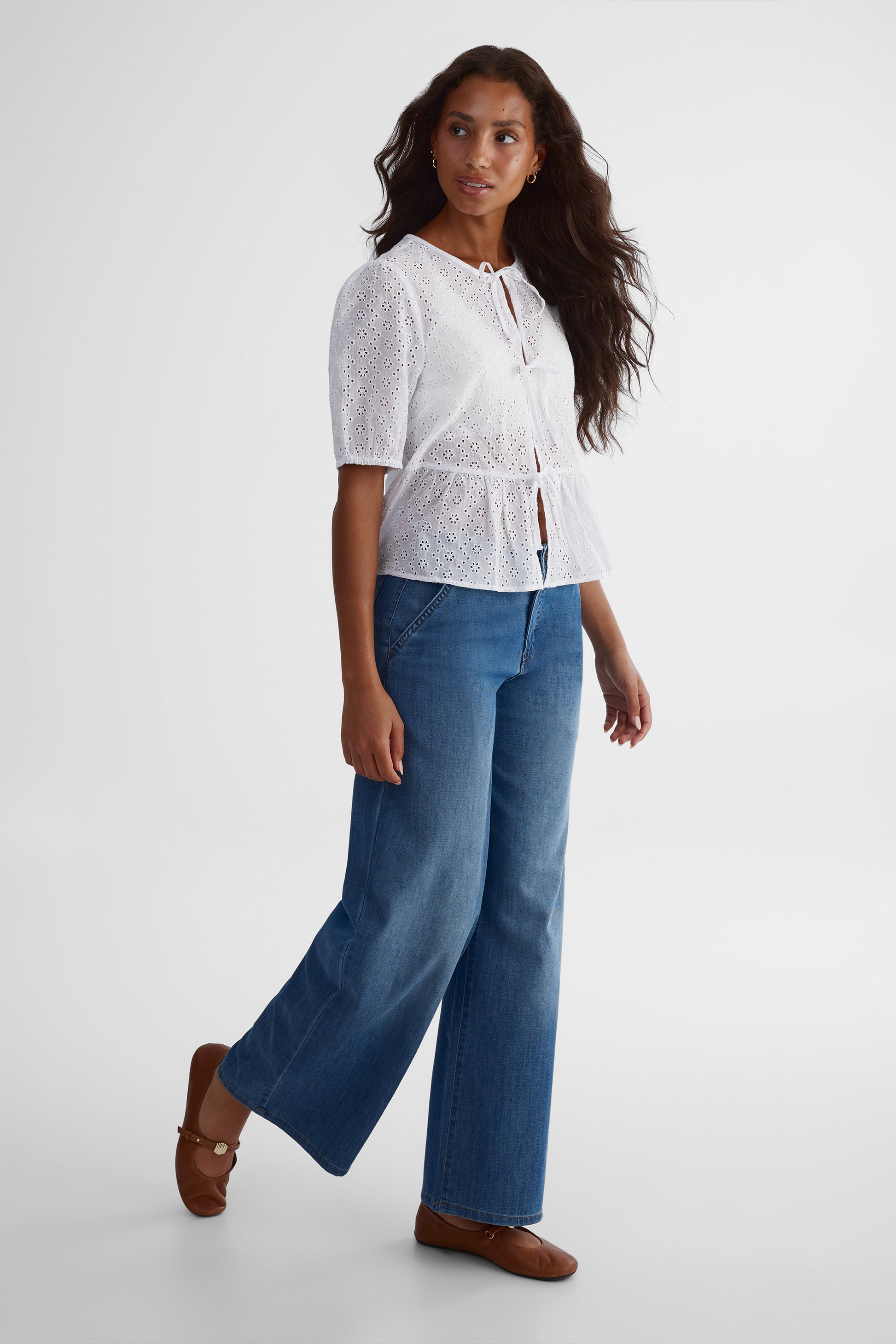 Blouse à manches courtes - Femme && BLANC