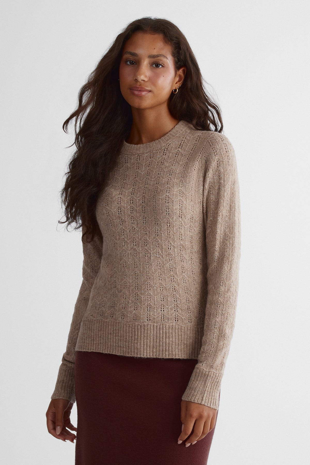 Chandail en tricot extensible - Femme && TAUPE