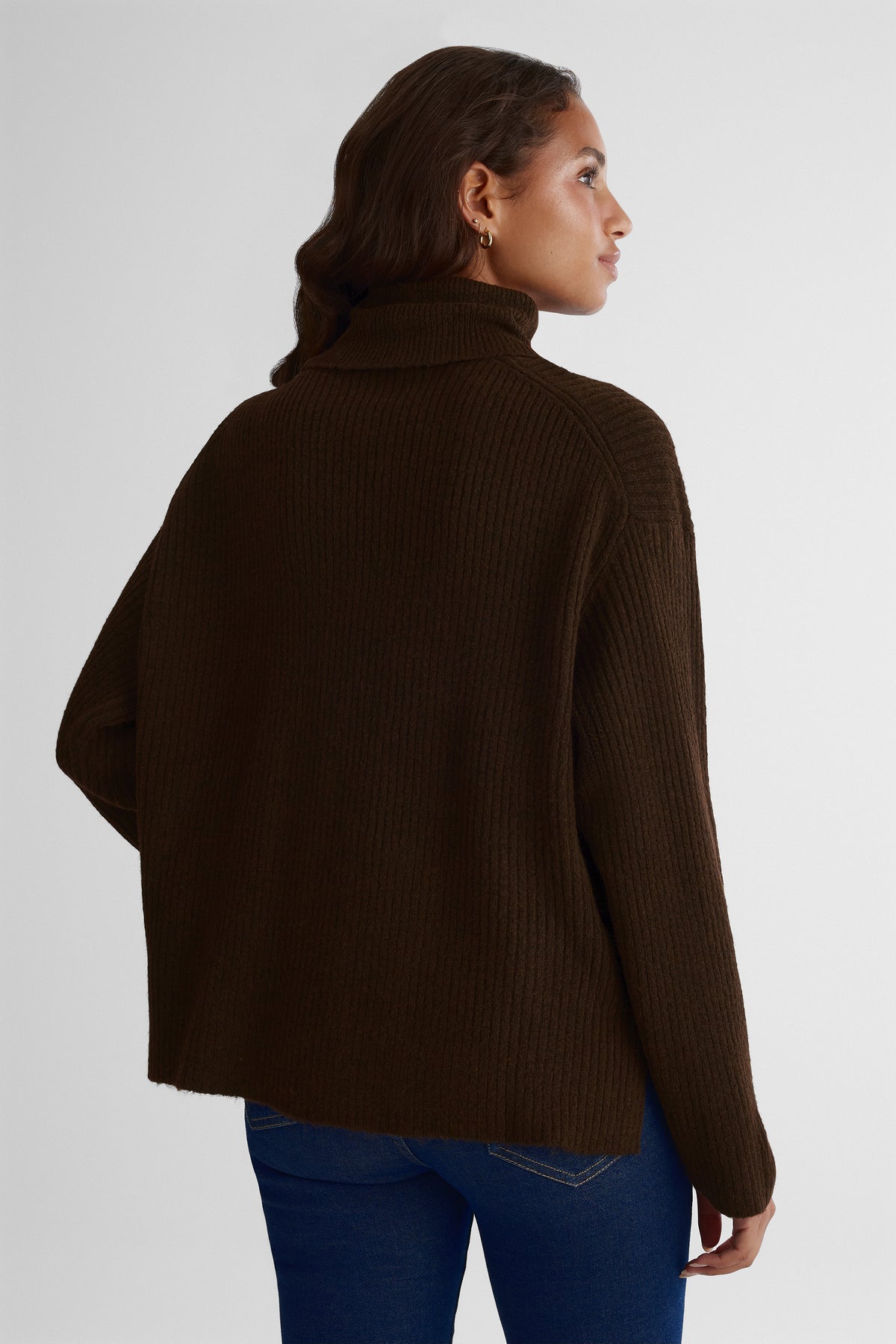 Chandail en tricot extensible - Femme && BRUN