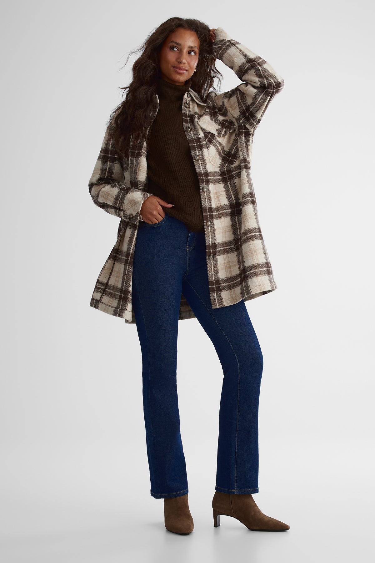Chandail en tricot extensible - Femme && BRUN