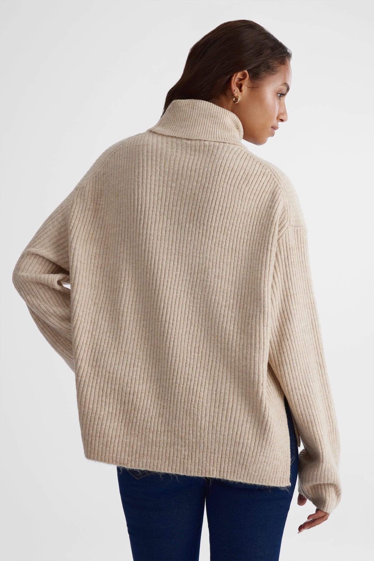 Chandail en tricot extensible - Femme && OATMEAL