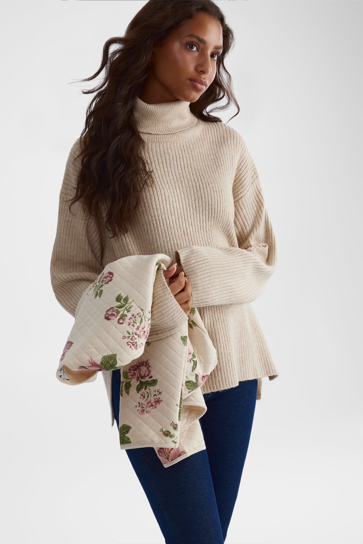 Chandail en tricot extensible - Femme && OATMEAL