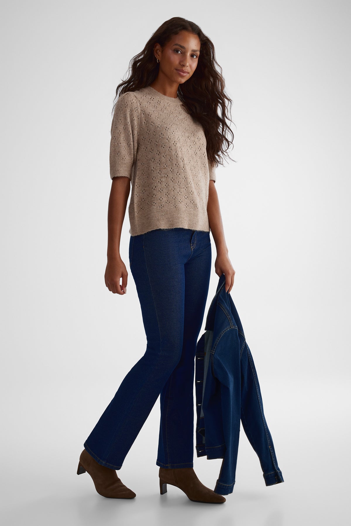 Chandail en tricot extensible - Femme && TAUPE
