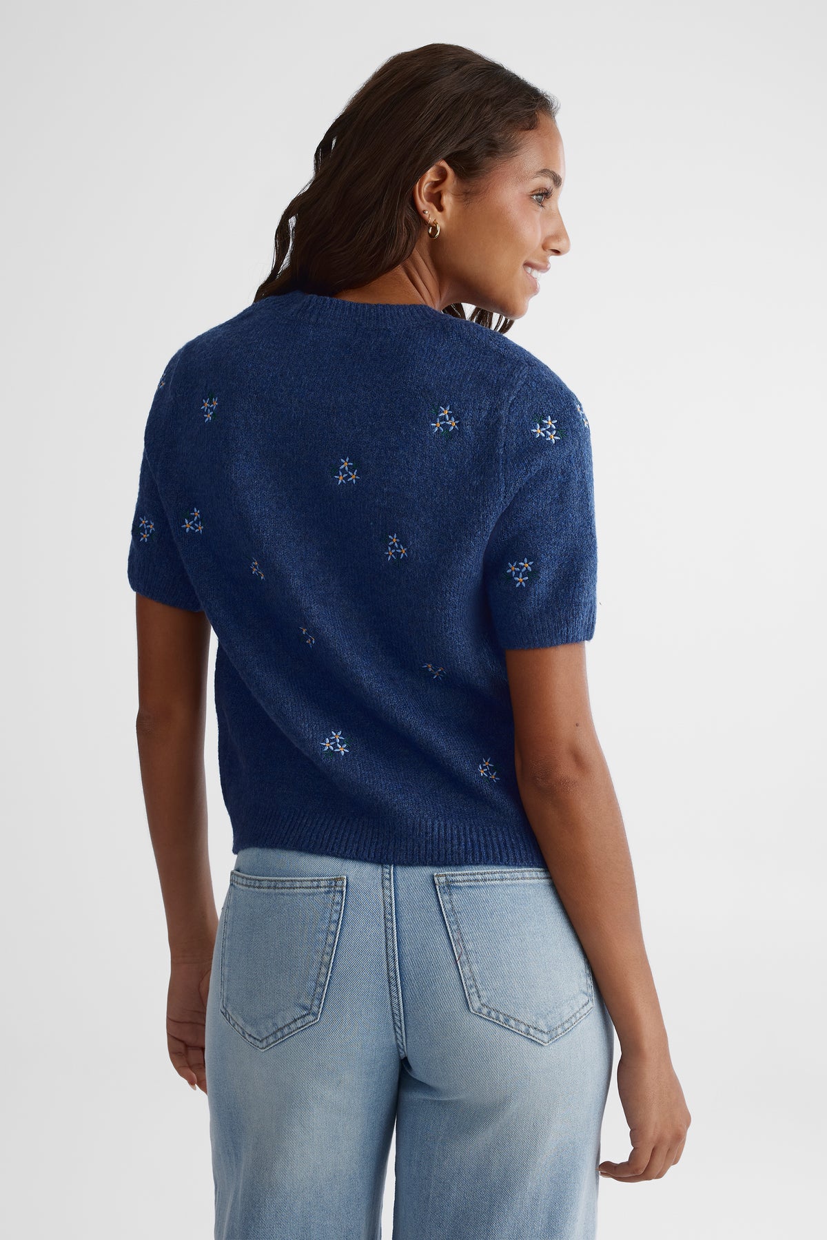 Chandail en tricot à manches courtes - Femme && MARIN
