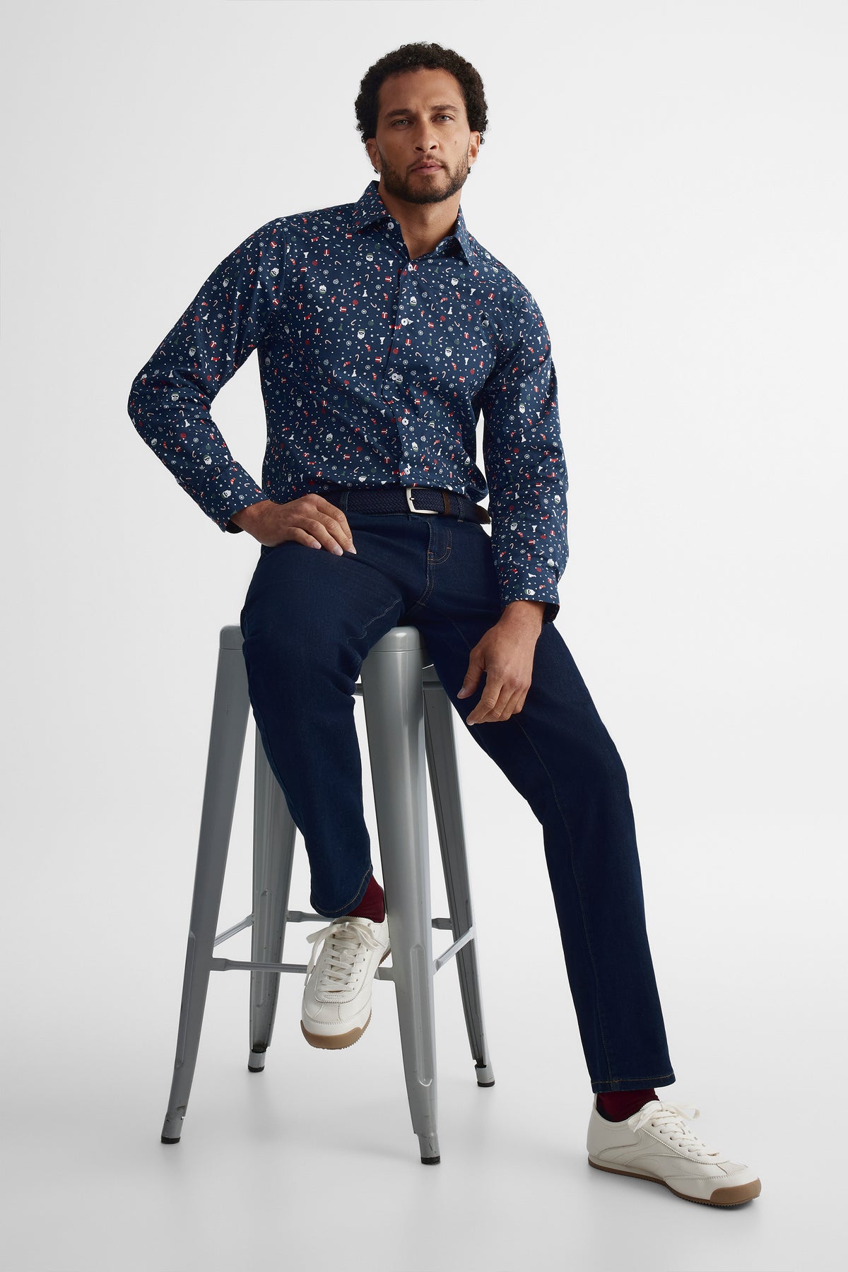 Chemise imprimée - Homme && BLEU MARINE MUL