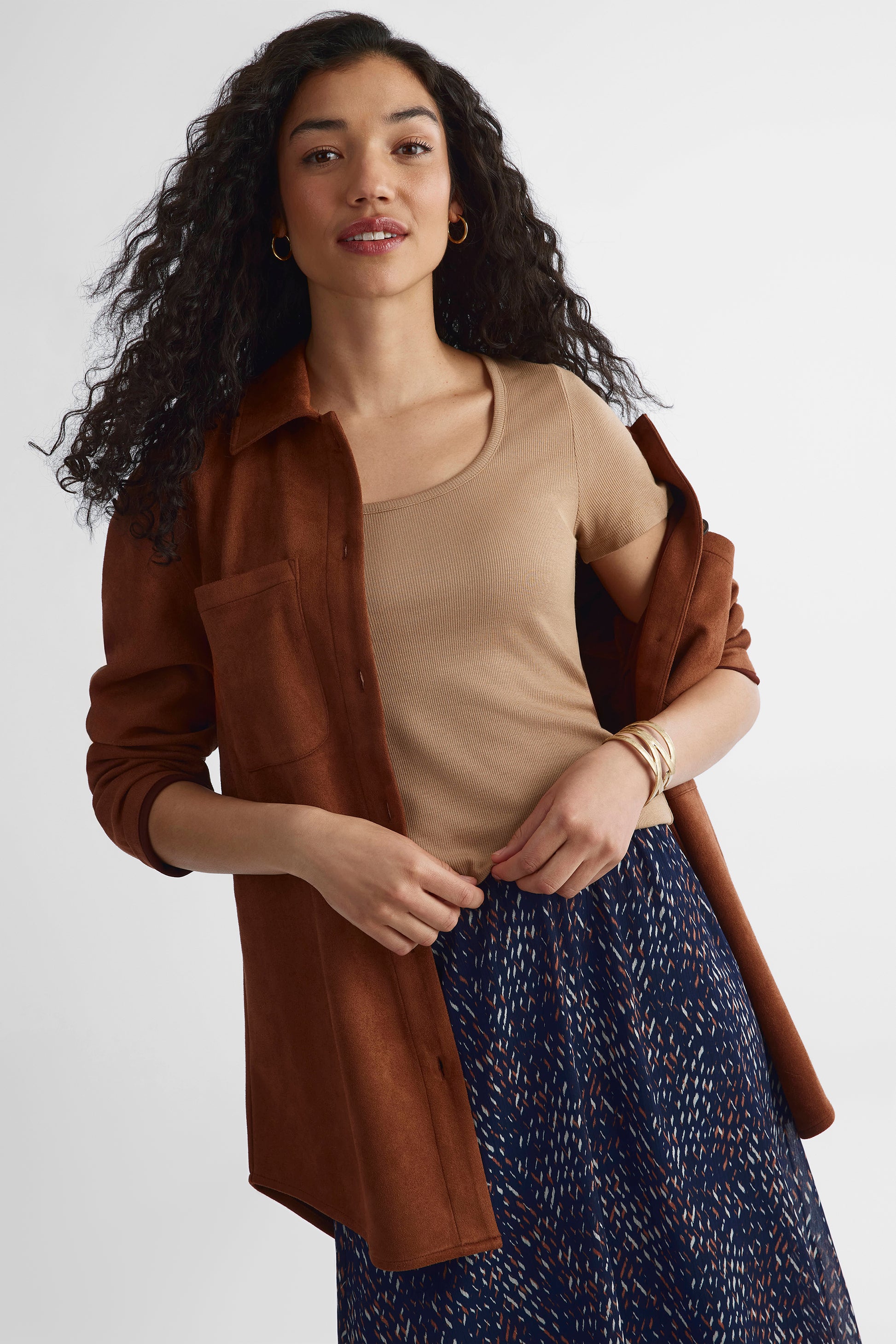 T-shirt à manches courtes - Femme && BRUN