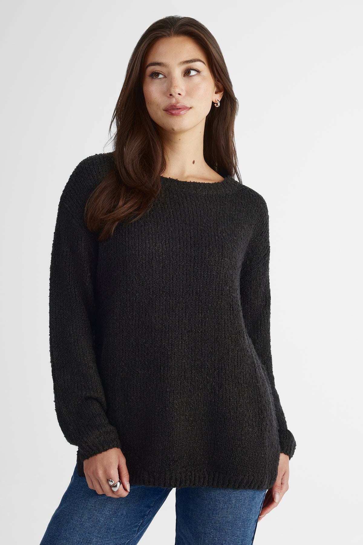 Chandail en tricot confortable - Femme && GRIS FONCE