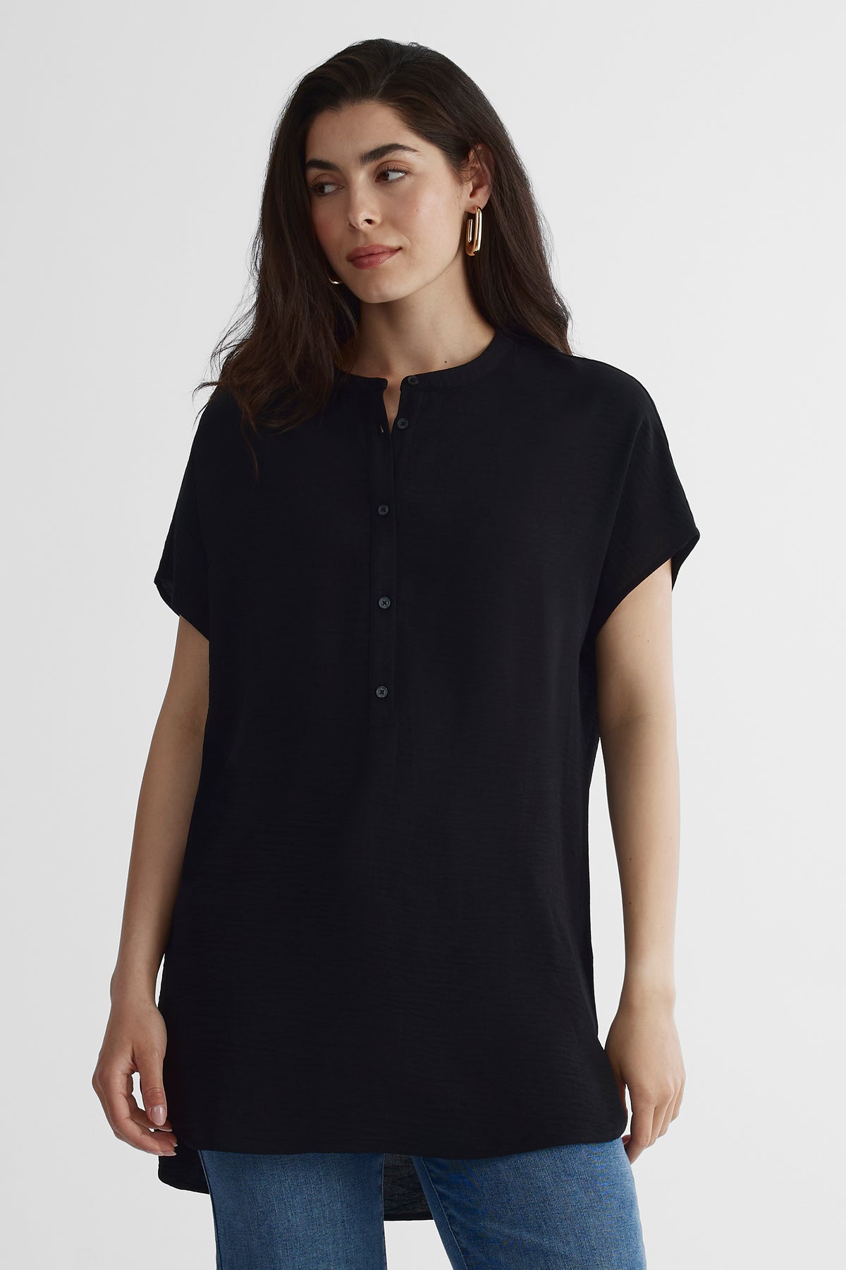 Blouse à manches courtes - Femme && NOIR