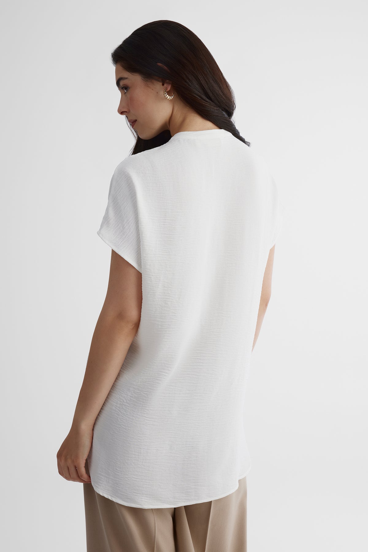 Blouse à manches courtes - Femme && BLANC CASSÉ