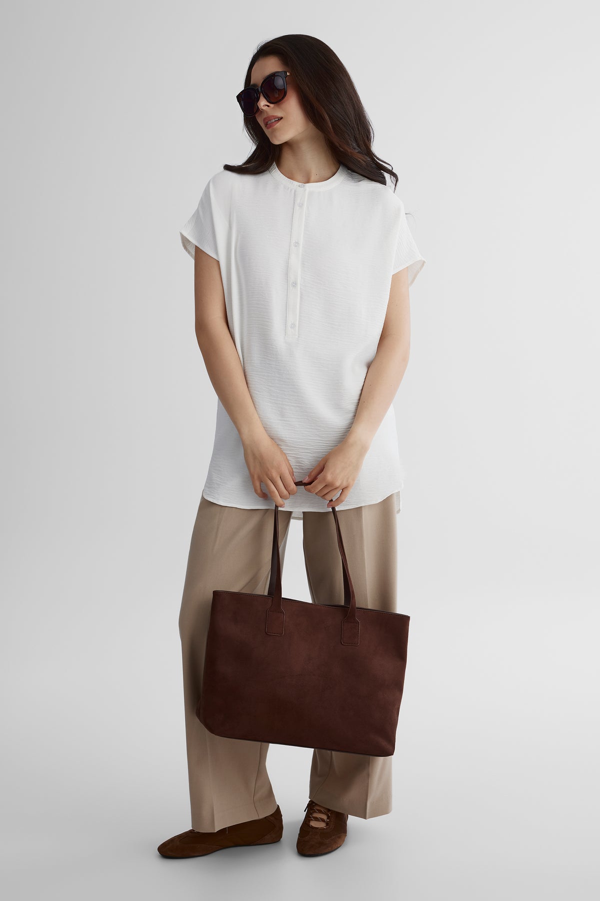 Blouse à manches courtes - Femme && BLANC CASSÉ