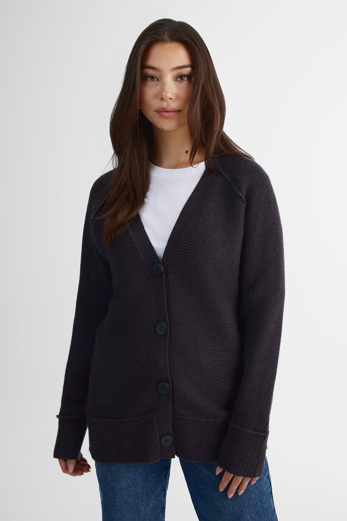 Cardigan confortable - Femme && GRIS FONCE