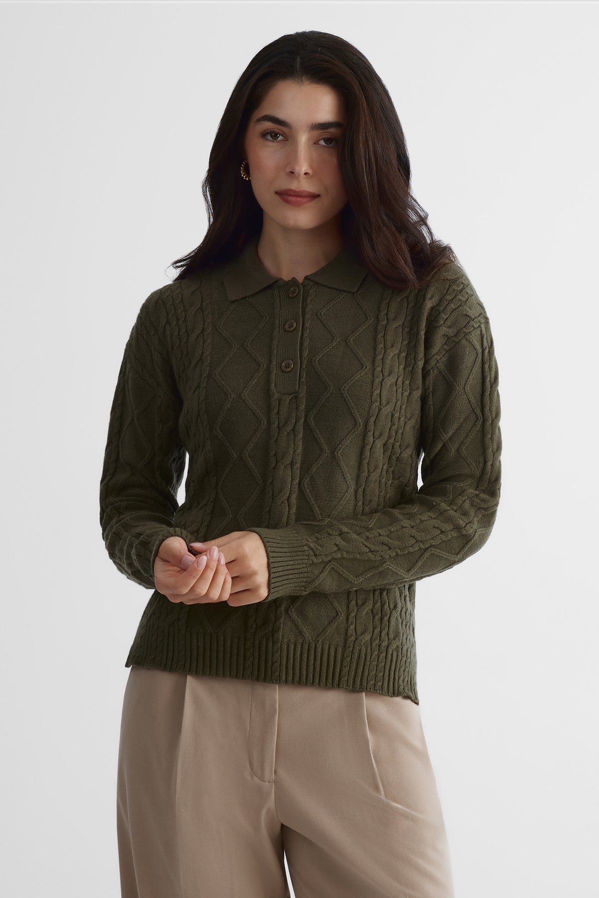 Chandail en tricot confortable - Femme && OLIVE