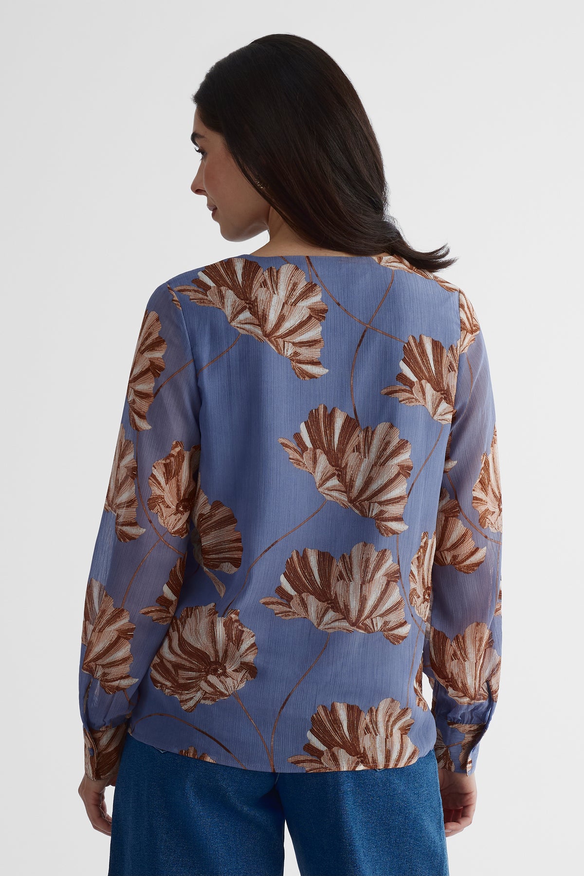 Blouse à manches longues - Femme && BLEU MULTI