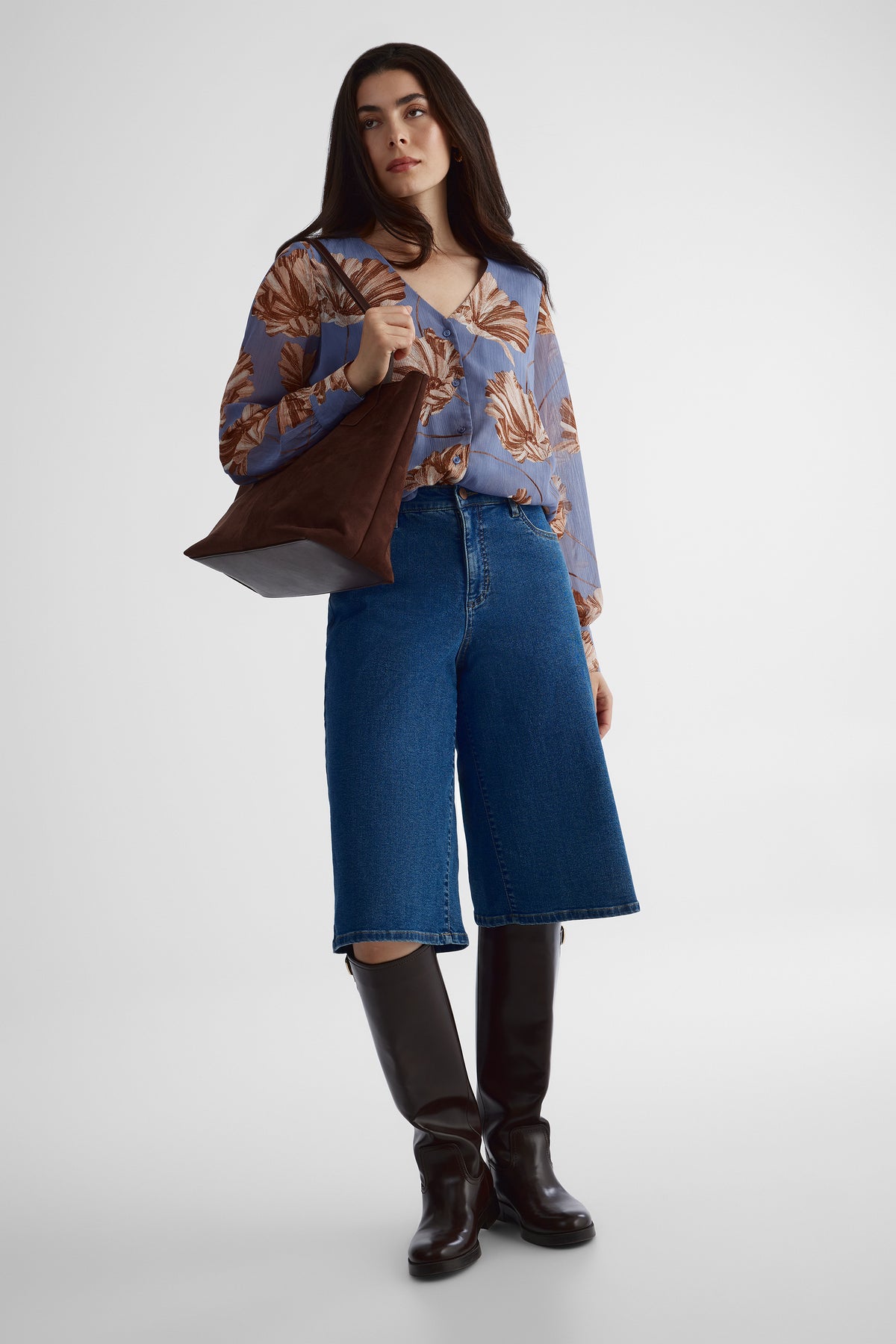 Blouse à manches longues - Femme && BLEU MULTI