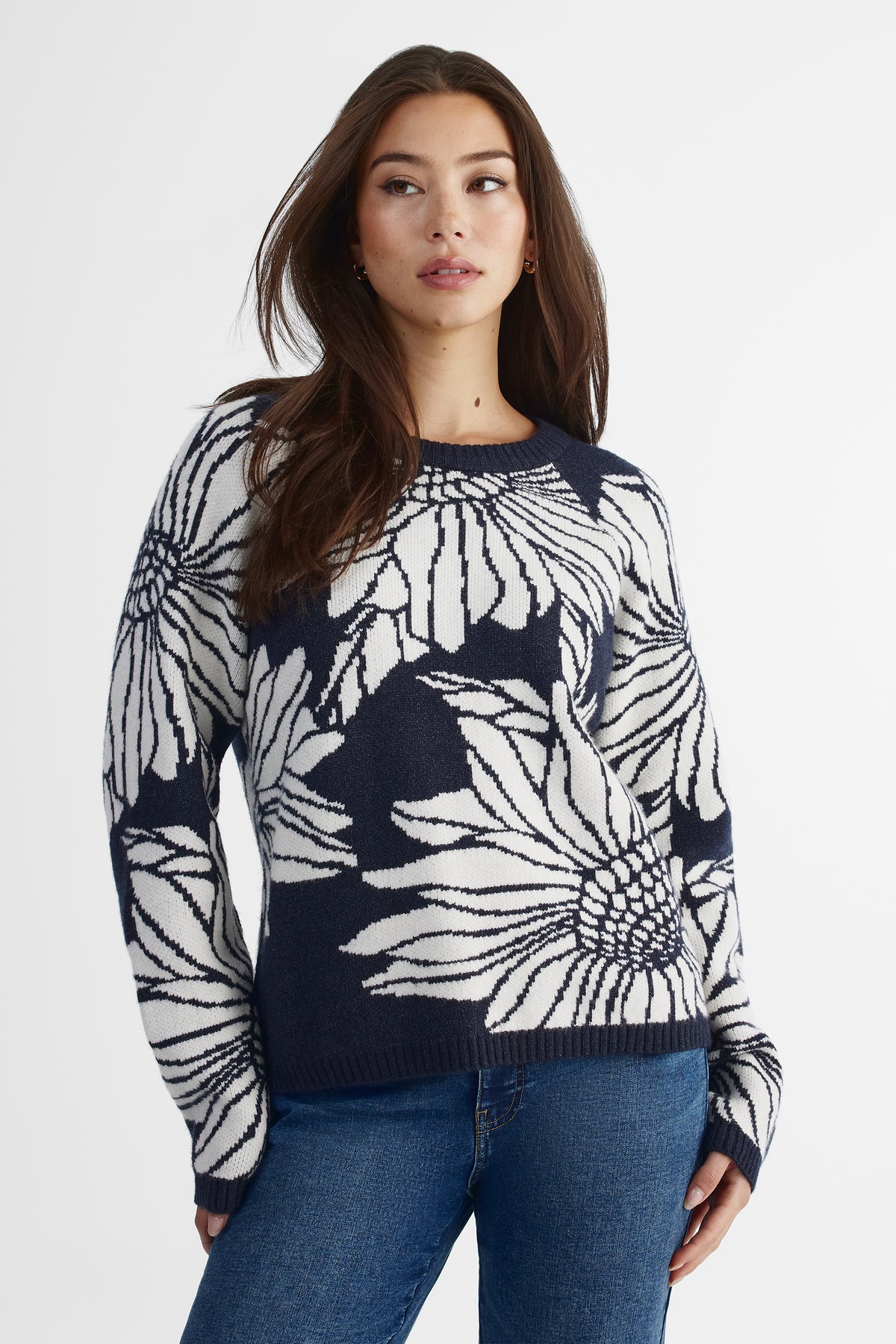 Chandail en tricot confortable - Femme && MARIN/MULTI