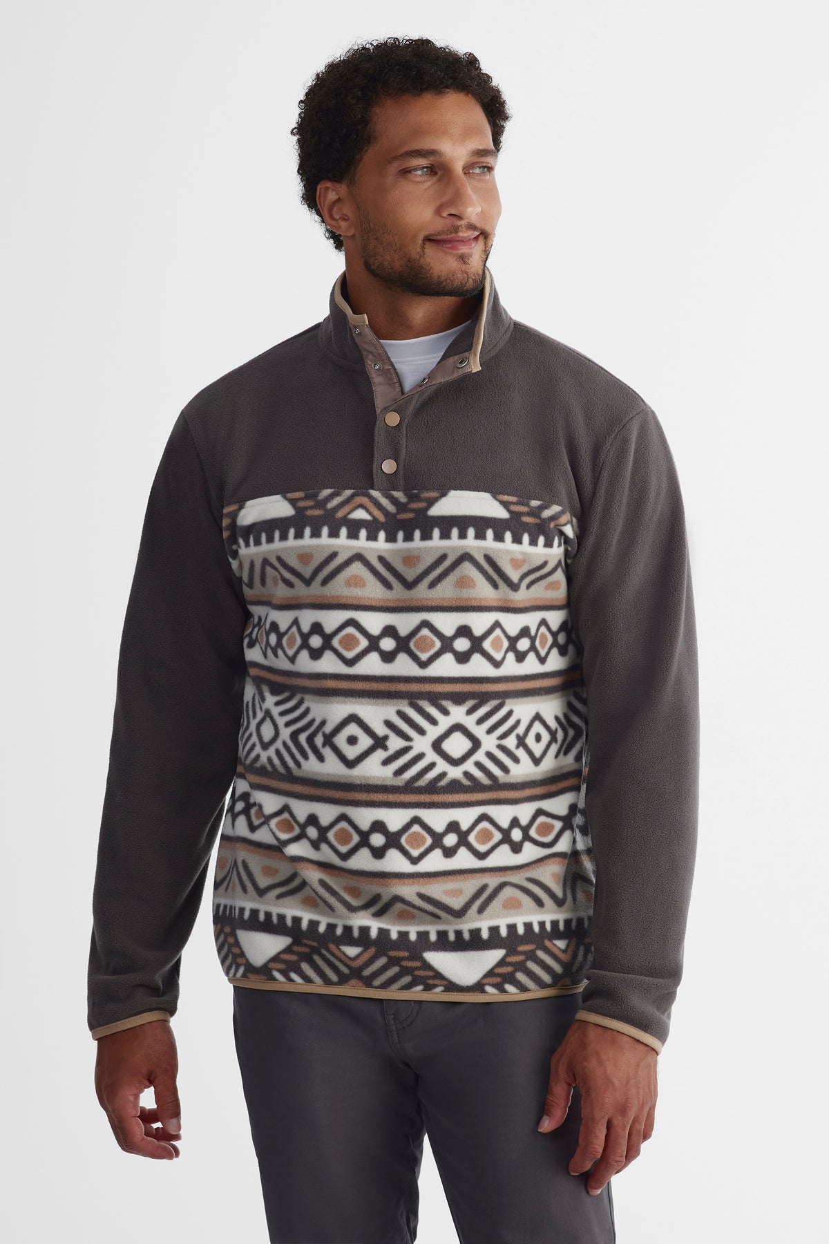Chandail ouaté imprimé - Homme && BRUN/MULTI