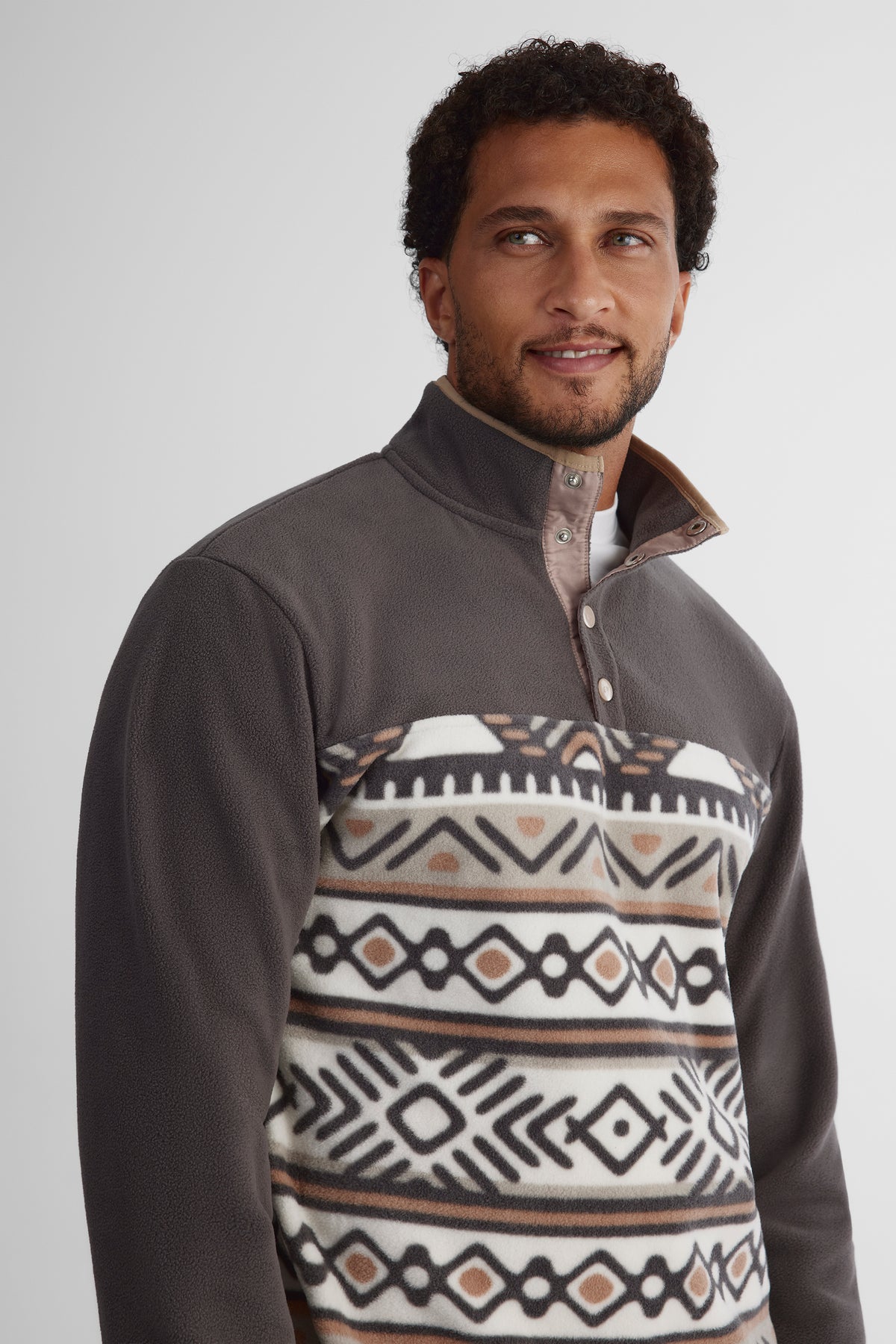 Chandail ouaté imprimé - Homme && BRUN/MULTI