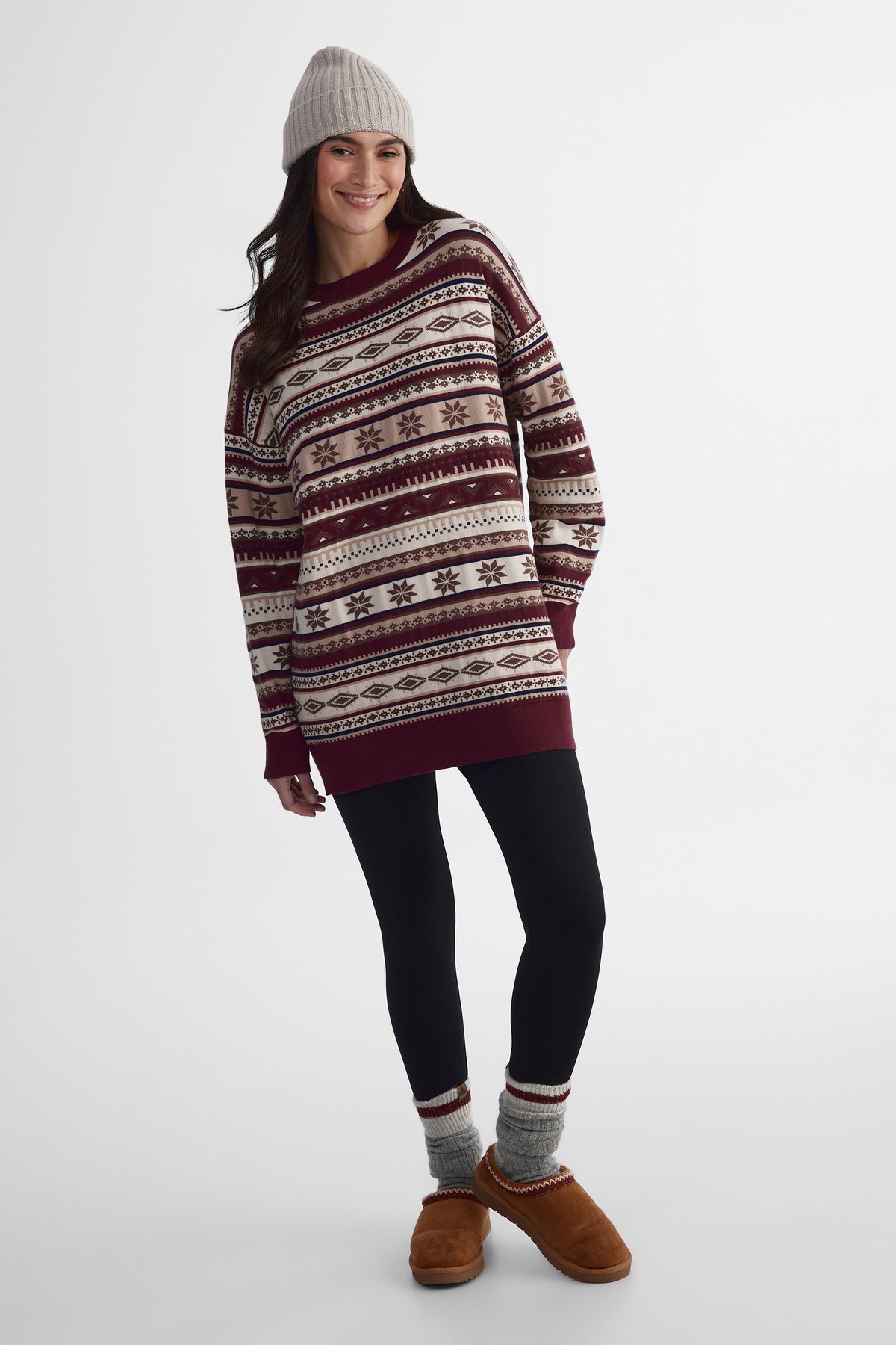 Chandail en tricot - Femme && ROUGE VIN
