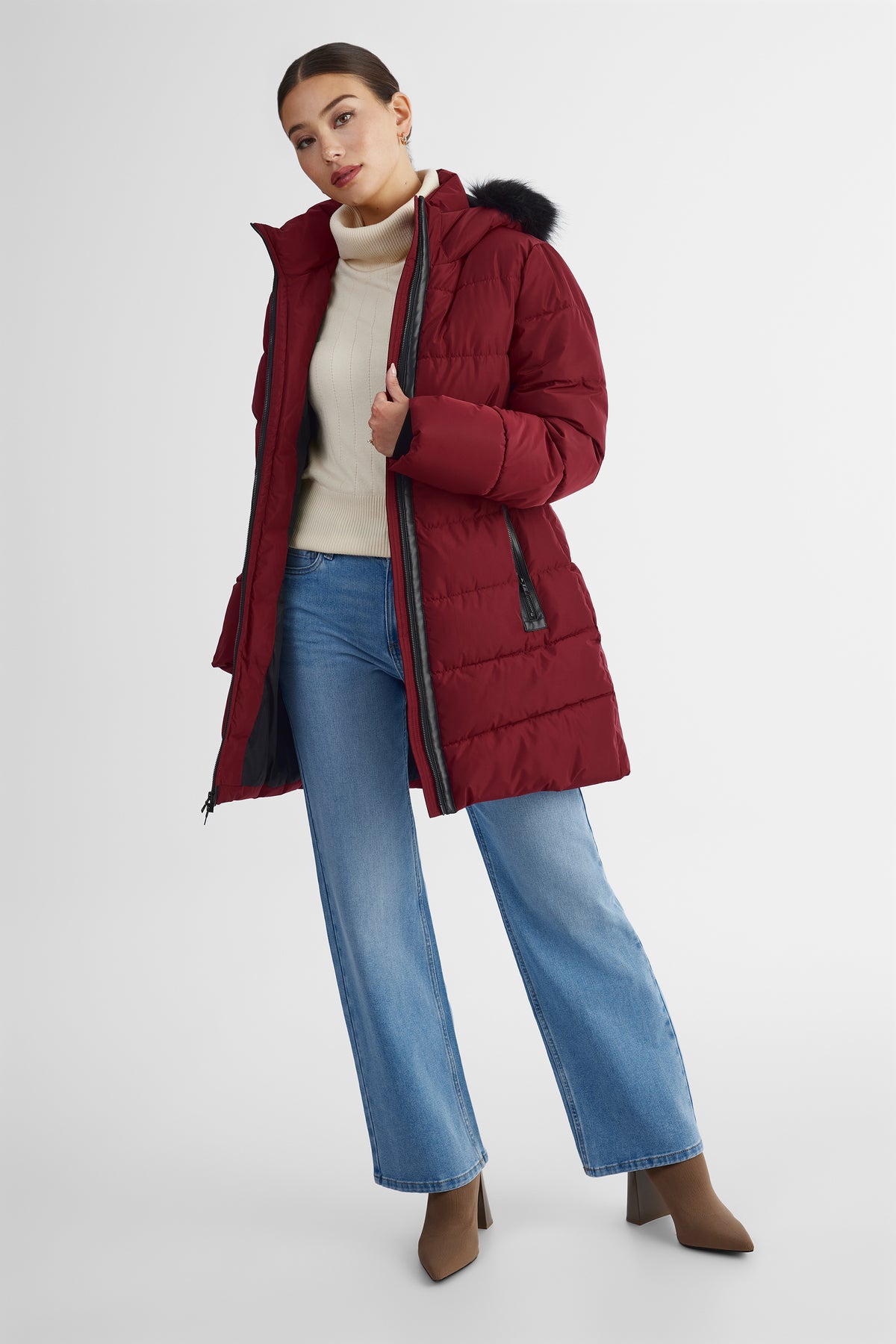 Manteau - Femme && ROUGE VIN