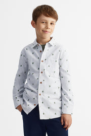 Chemise à manches longues - Ado garçon && BLEU MULTI