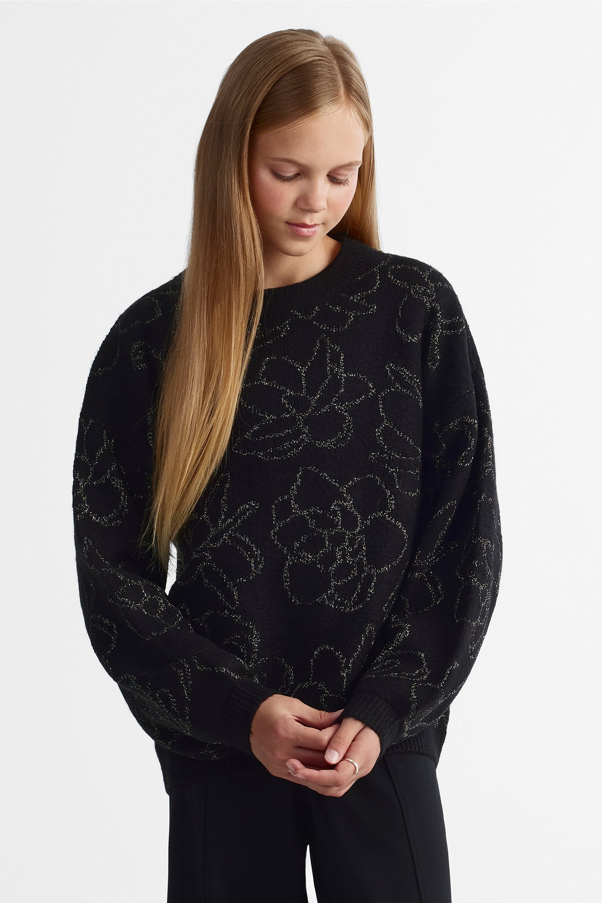Chandail en tricot extensible - Ado fille && NOIR/MULTI