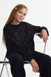 Chandail en tricot extensible - Ado fille && NOIR/MULTI