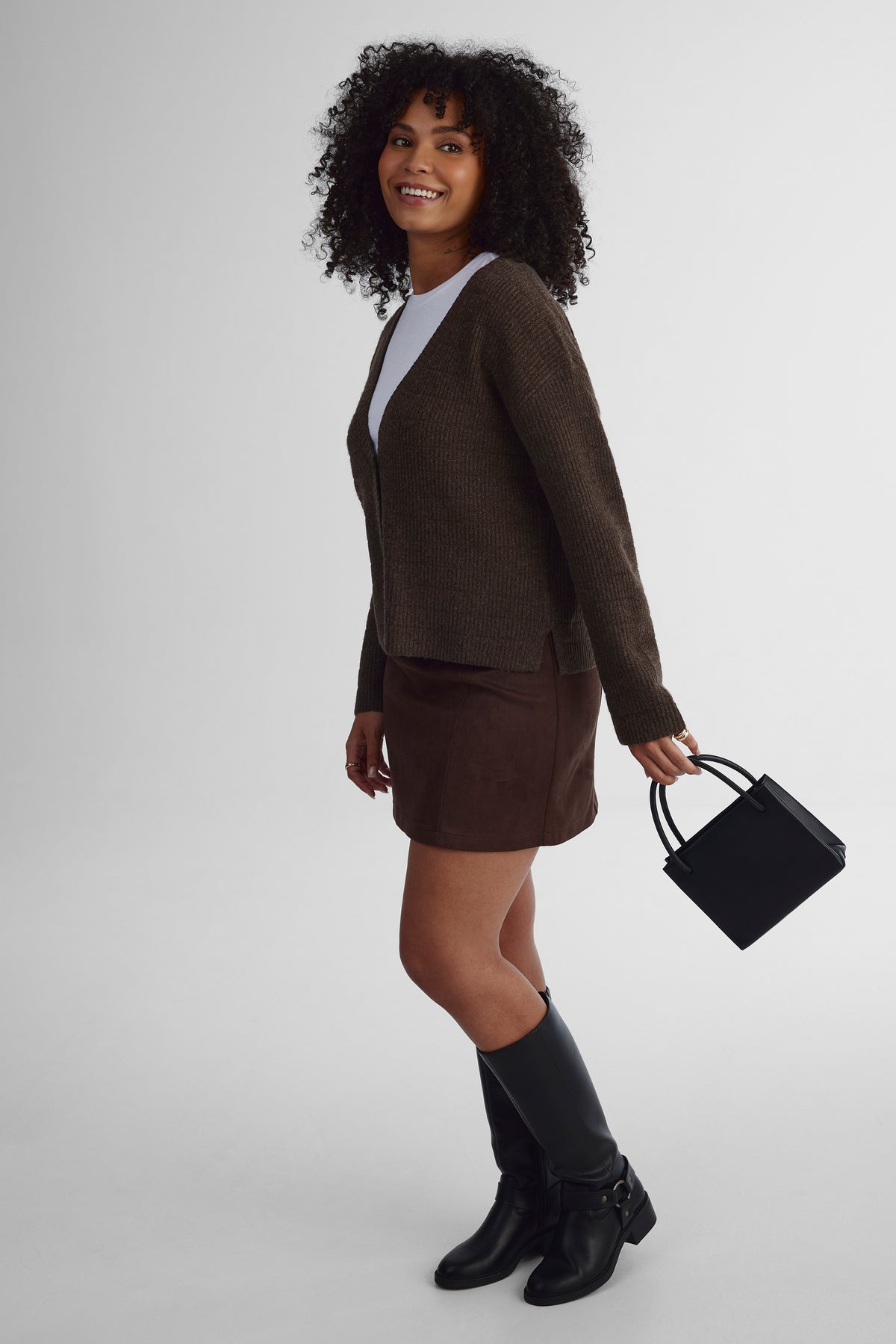 Cardigan extensible - Femme && BRUN