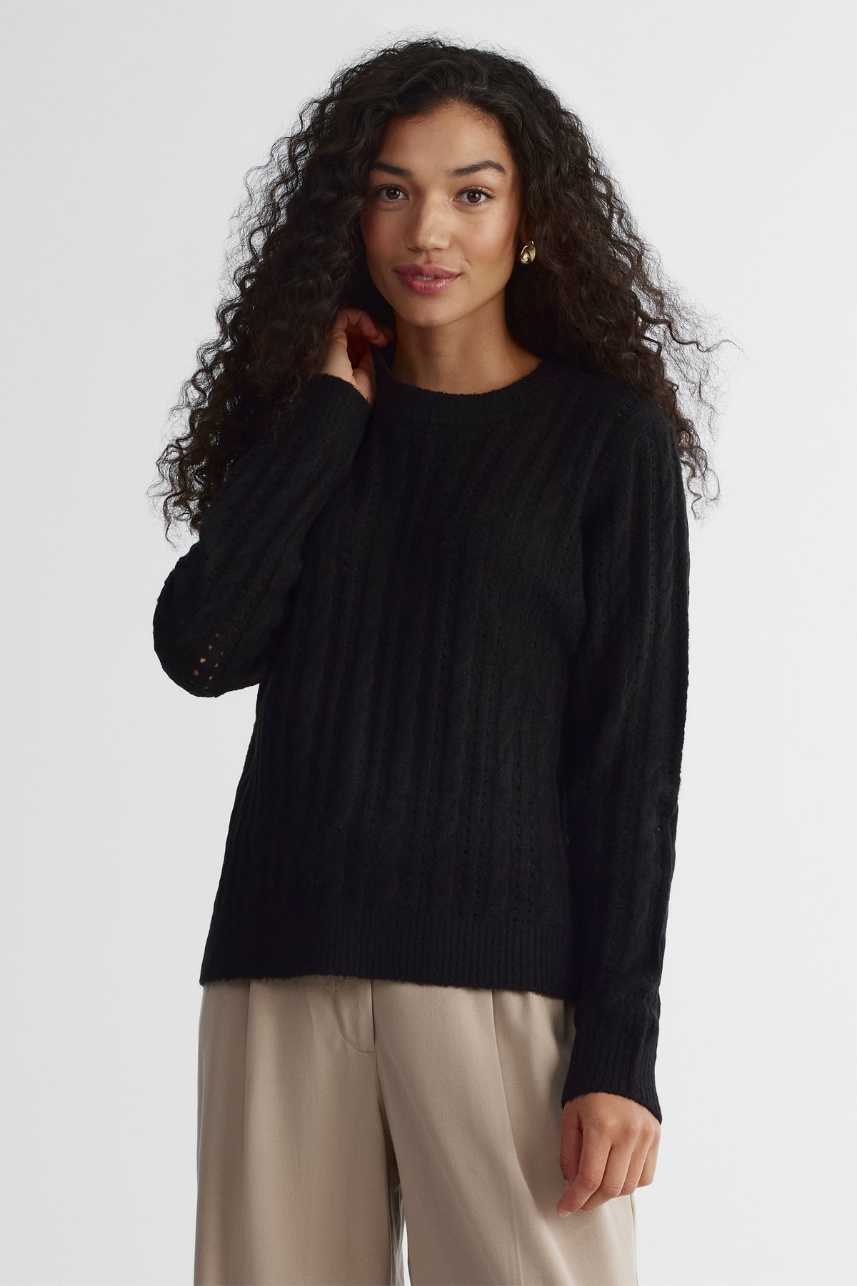 Chandail en tricot extensible - Femme && NOIR