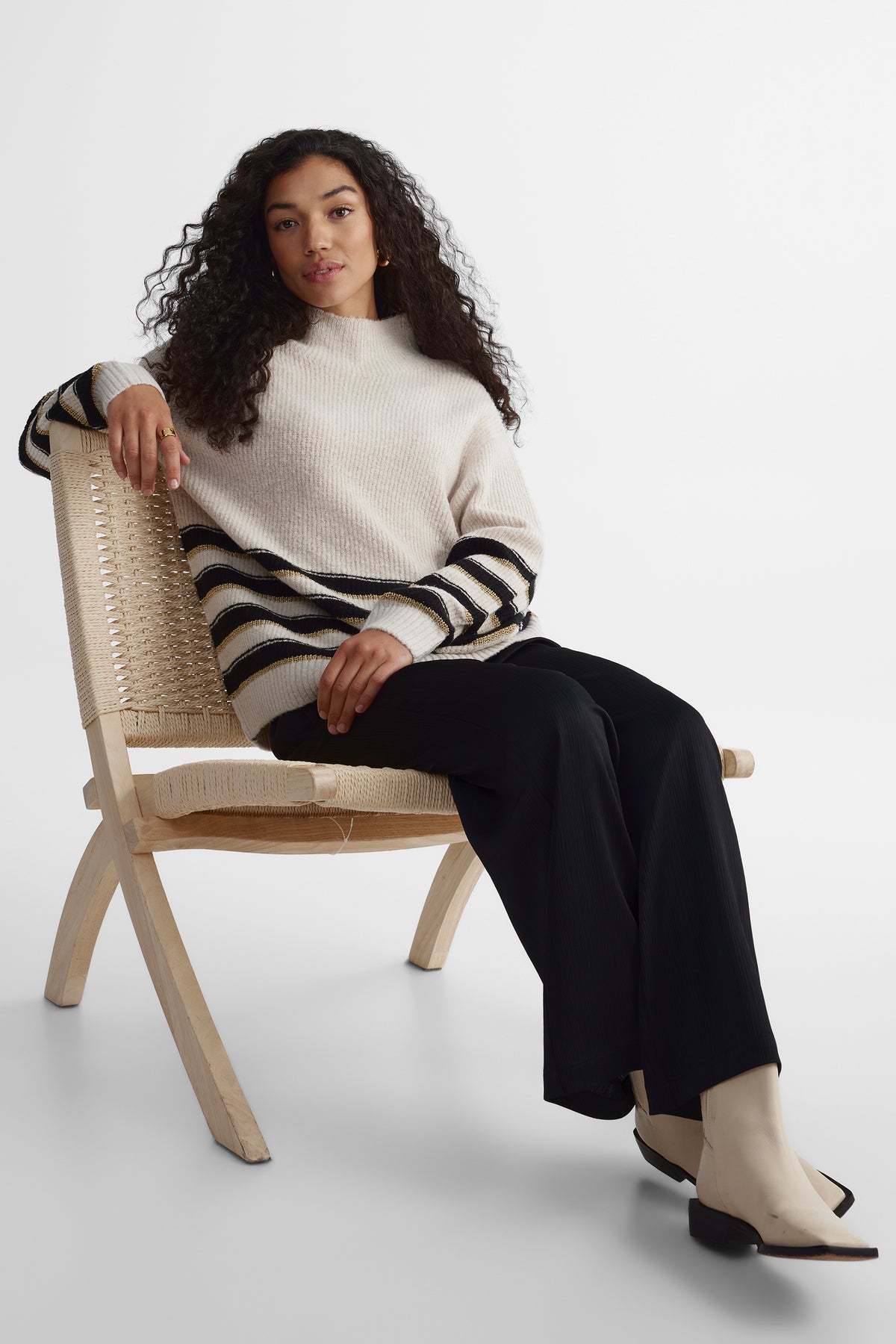Chandail en tricot extensible - Femme && OATMEAL