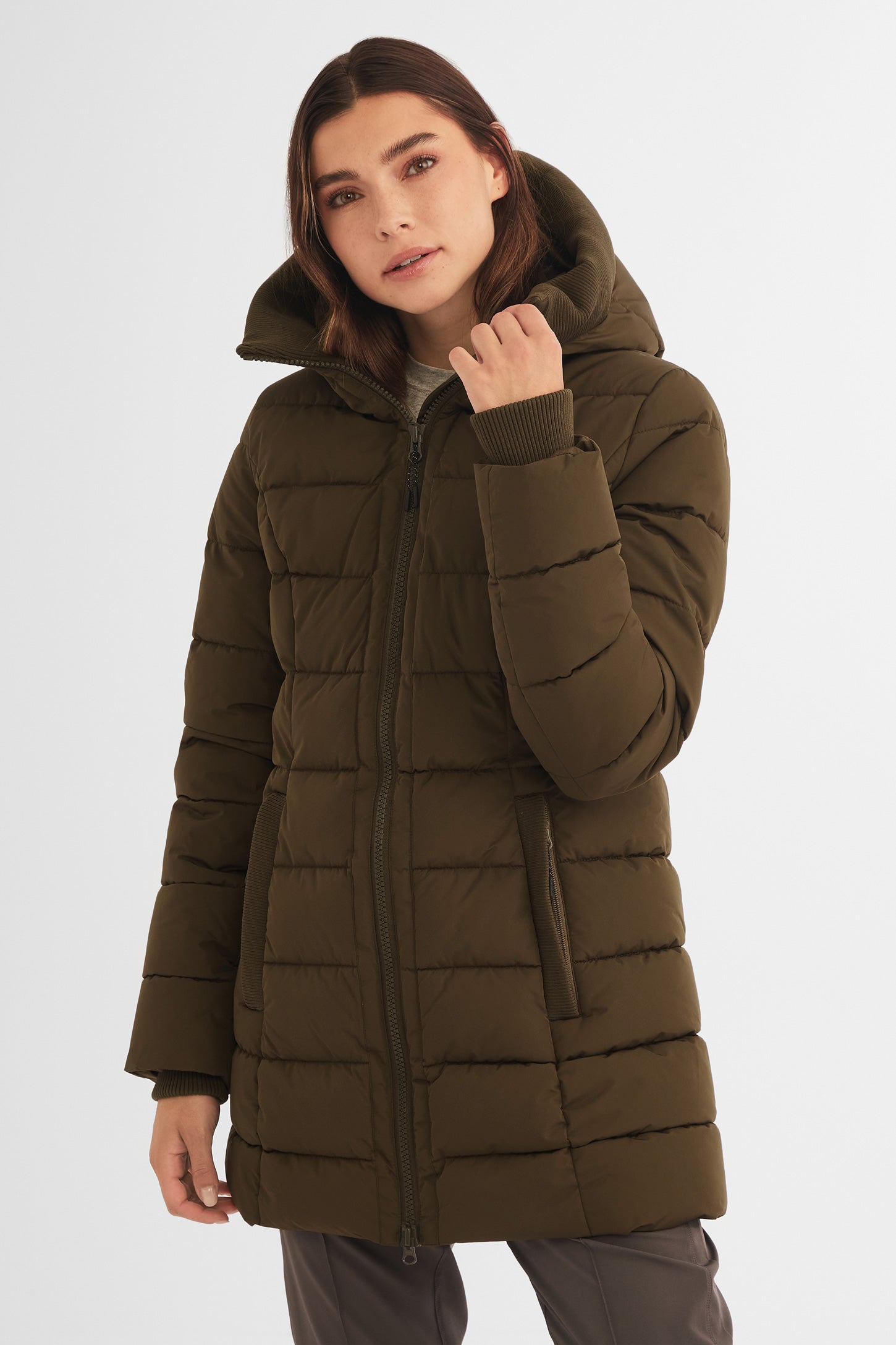 Manteau d'hiver long - Femme && BRUN