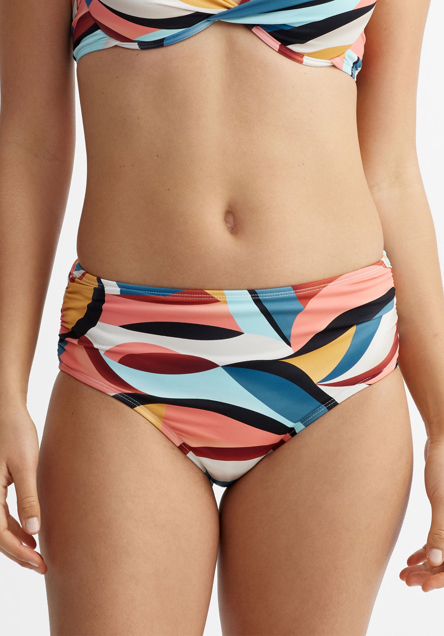 Culotte maillot de bain taille haute gainante - Femme && COMBO BLEU