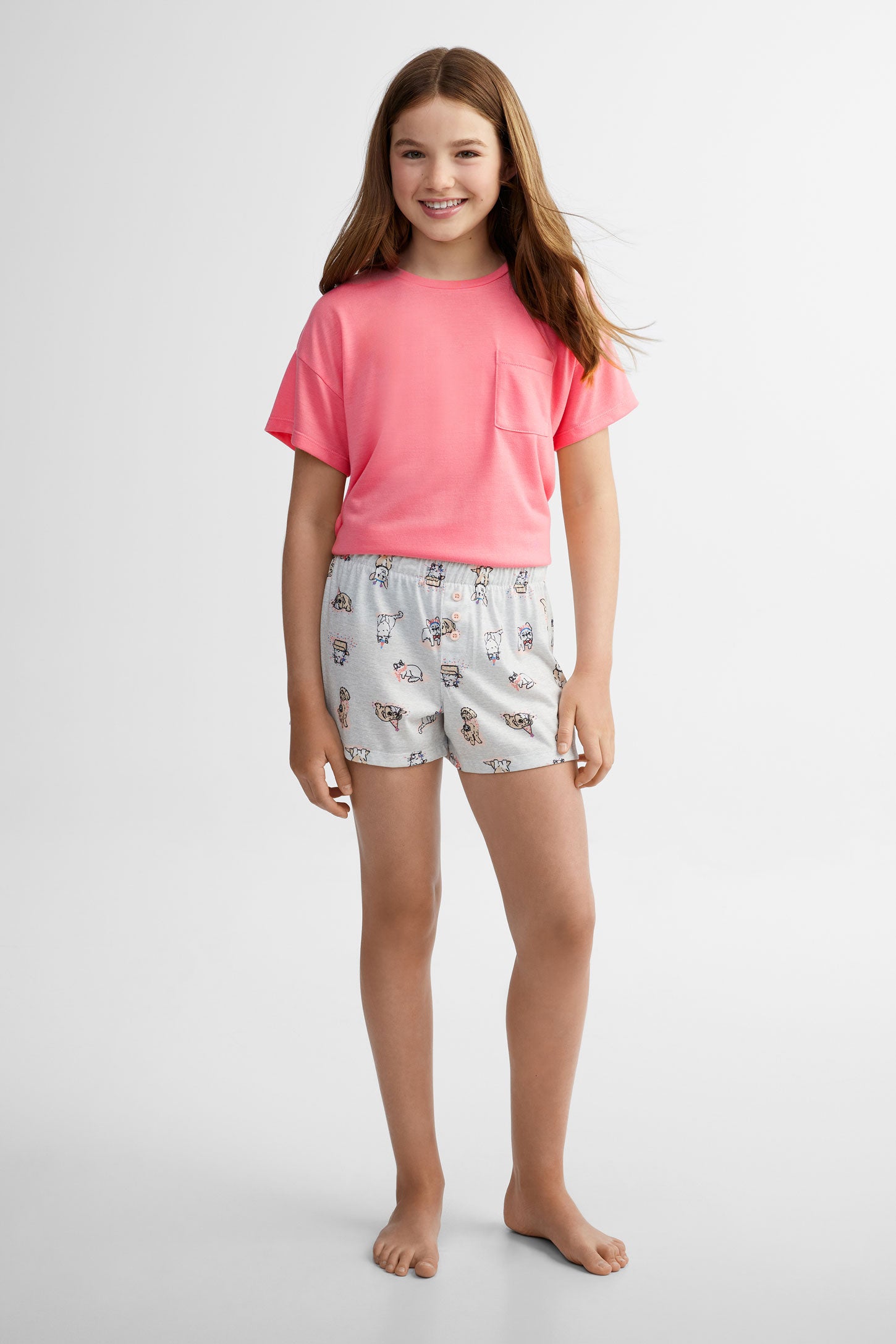 Lot de 2 shorts pyjama imprimés - Ado fille && GRIS MULTI