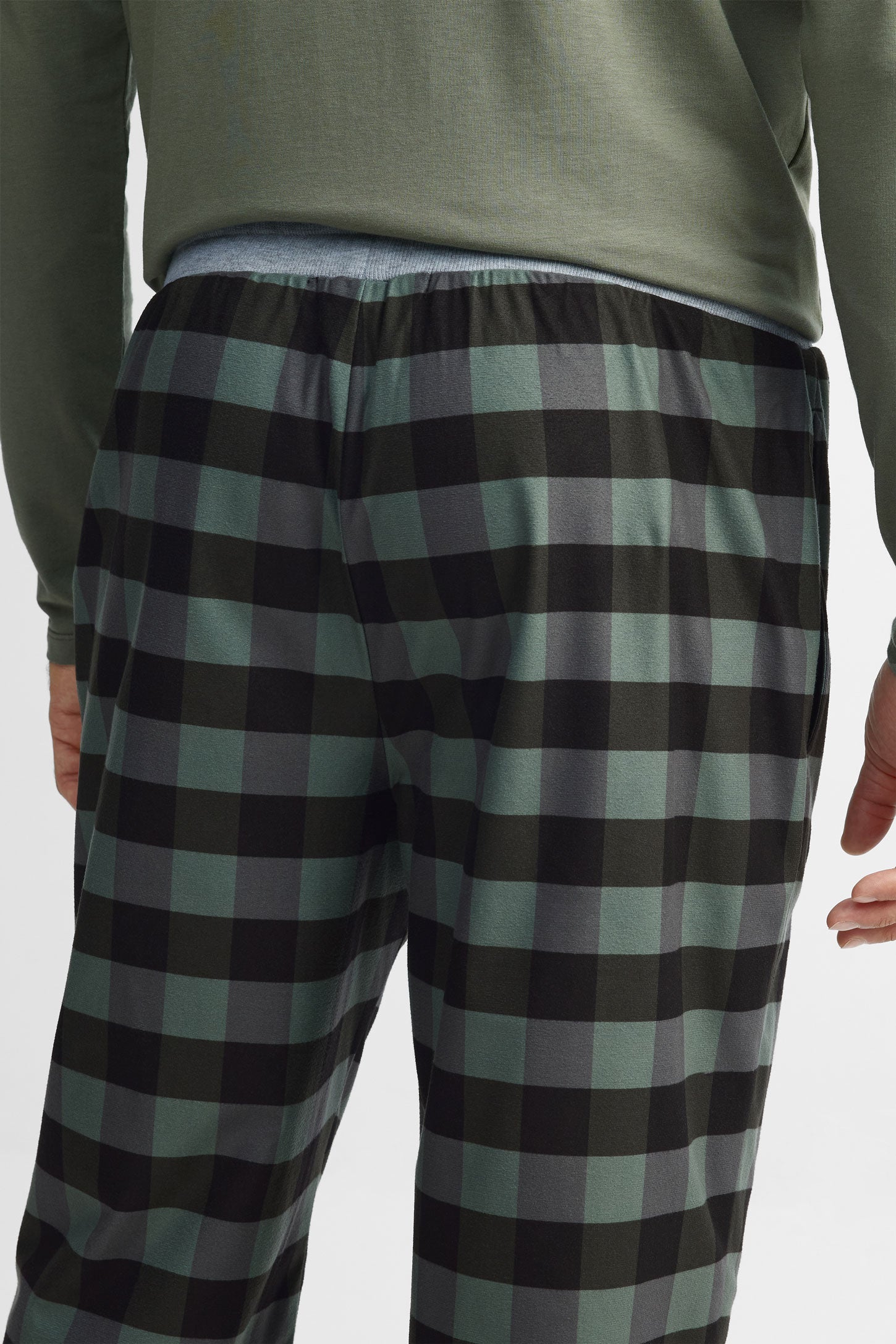 Pantalon pyjama à carreaux en flanelle, 2/40$ - Homme && VERT/MULTI