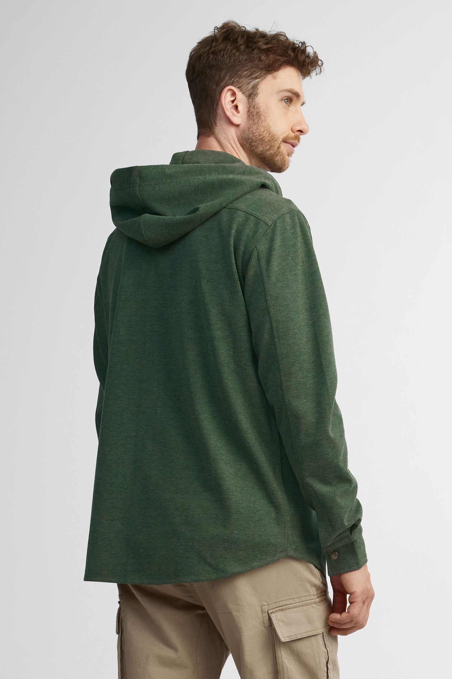 Surchemise à capuchon en twill - Homme && VERT
