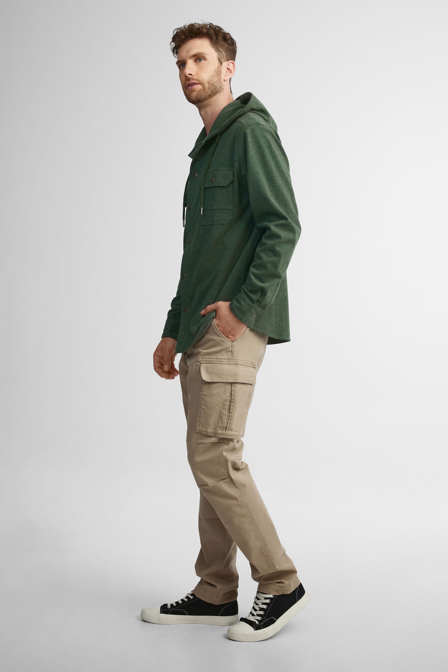Surchemise à capuchon en twill - Homme && VERT