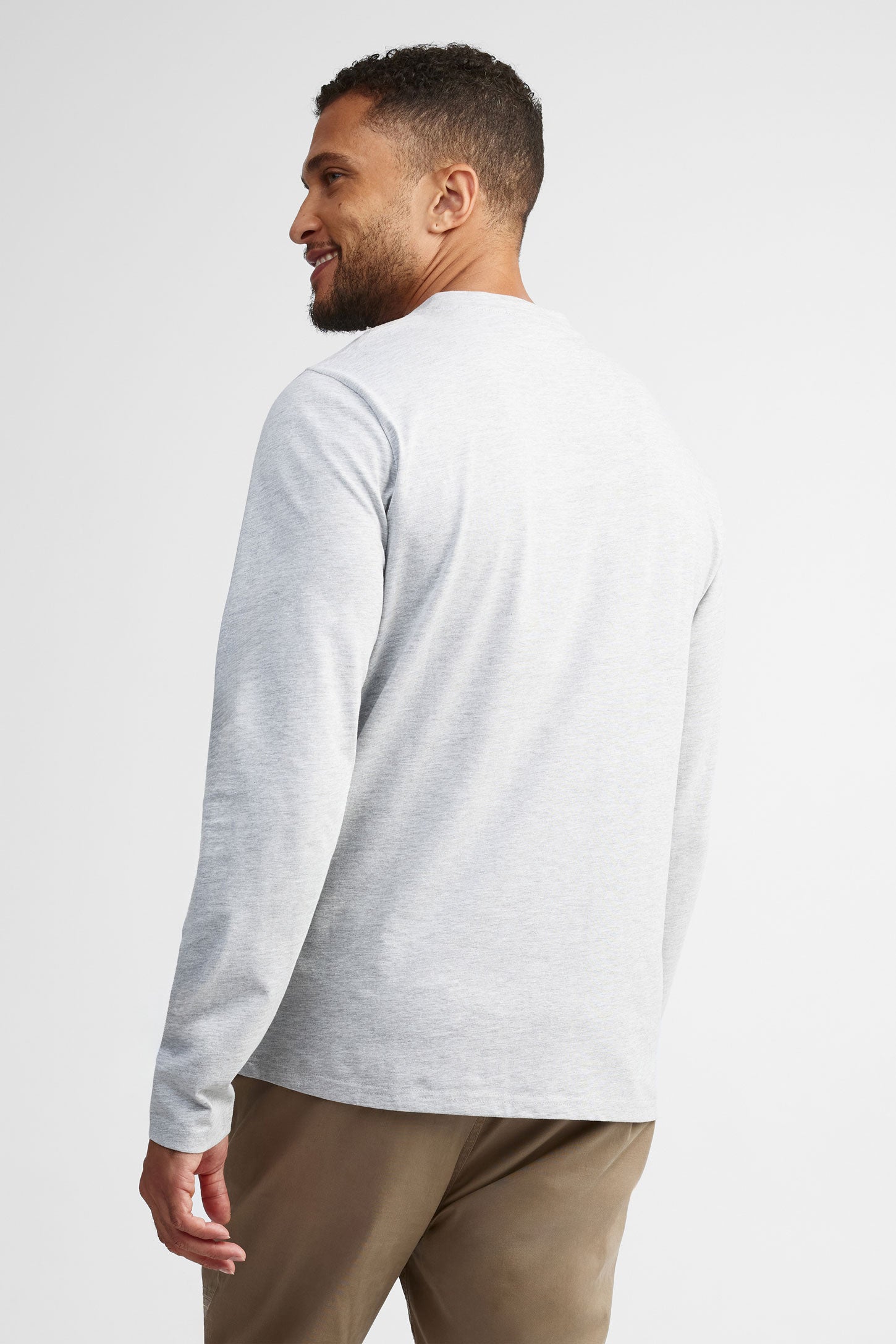 Chandail henley en coton - Homme && GRIS MULTI