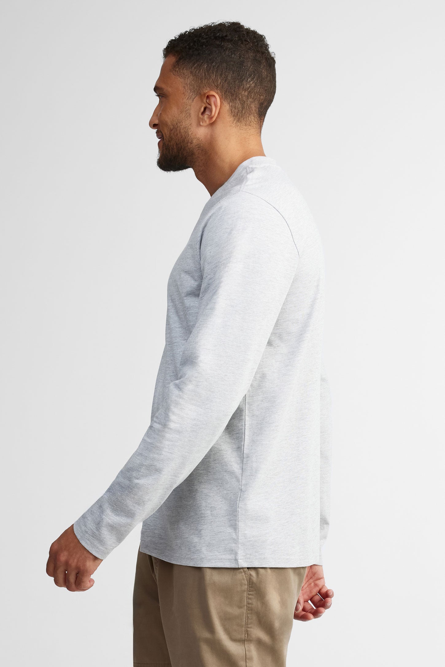 Chandail henley en coton - Homme && GRIS MULTI